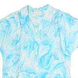 VALENTINE Womens Blue Printed Shirt Short Sleeve Collared M Lightweight Summer