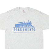 HANES Mens Grey Sacramento Graphic T-Shirt L Short Sleeve Crew Neck Vintage