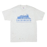 HANES Mens Grey Sacramento Graphic T-Shirt L Short Sleeve Crew Neck Vintage