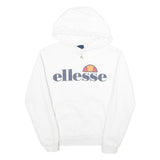 ELLESSE Womens White Pullover Hoodie UK 8 Cotton Blend Logo Sweatshirt