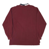 NAUTICA Mens Maroon Long Sleeve Plain XL Cotton Blend Polo Shirt Classic Logo