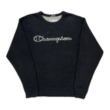 Champion Spellout Sweatshirt - Medium Black Cotton