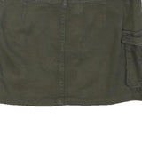 Womens Green Cargo Short Skirt Cotton Blend Woven Plain Button Closure L Pockets