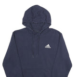 ADIDAS Mens Navy Blue Hoodie M Cotton Blend Pullover Drawstring