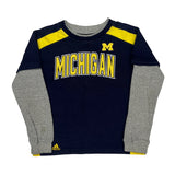 Age 7 University Of Michigan Adidas College Long Sleeve T-Shirt - Large Gray Cotton