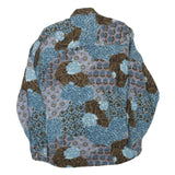 Mens Blue Brown Pattern Cotton Blend Shirt M Casual Long Sleeve Button Closure