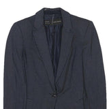 ZARA BASIC Womens Navy Blue & White Polka Dot Blazer Jacket S Polyester Blend