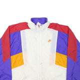 NIKE Mens White & Purple Colourblock Jacket M Polyester Blend Zip Athletic