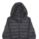 PULL & BEAR Womens Black Polyester Blend Quilted Hooded Jacket XS Zip Closure