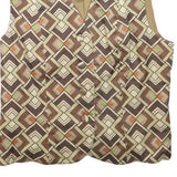 VISTA Womens Brown & Beige Geometric Pattern Jacket XXS Polyester Blend Button