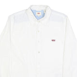 LEVI'S Mens White Plain Shirt S Classic Casual Button-Down Collar Cotton