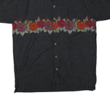 NO BOUNDARIES Mens Black Shirt L Cotton Blend Floral Print Summer Casual