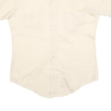 VAN HEUSEN Mens Cream Cotton Blend Short Sleeve Shirt M Classic Button Down