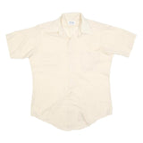 VAN HEUSEN Mens Cream Cotton Blend Short Sleeve Shirt M Classic Button Down