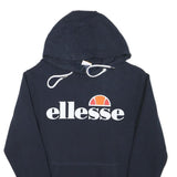 ELLESSE Womens Navy Hoodie UK 8 Cotton Blend Pullover Casual Sportswear