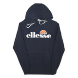 ELLESSE Womens Navy Hoodie UK 8 Cotton Blend Pullover Casual Sportswear