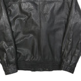 ITALLO Mens Black Leather Jacket L Button Shawl Collar Plain Stylish