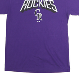 MAJESTIC Mens Purple Colorado Rockies Graphic T-Shirt M Short Sleeve Crew Neck