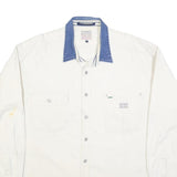 TOMMY HILFIGER Mens White & Blue Cotton Shirt XL Contrast Collar Casual