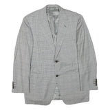 CANALI Mens Grey & Black Checked Wool Blend Classic Jacket S Woven Button