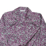 DA-RUE OF CALIFORNIA Womens Purple Printed Blouse Long Sleeve Collared L Floral