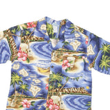 RJC Mens Blue Hawaiian Print Cotton Blend Shirt S Tropical Beach Design