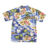 RJC Mens Blue Hawaiian Print Cotton Blend Shirt S Tropical Beach Design