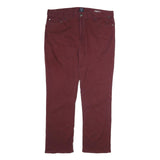 NAUTICA Mens Cotton Burgundy Regular Straight Fit Trousers W38 L32 Casual