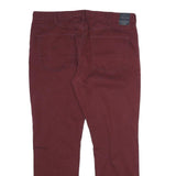 NAUTICA Mens Cotton Burgundy Regular Straight Fit Trousers W38 L32 Casual