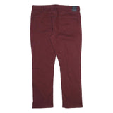 NAUTICA Mens Cotton Burgundy Regular Straight Fit Trousers W38 L32 Casual