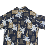 PURITAN Mens Blue & Brown Hawaiian Shirt M Cotton Floral Pattern Relaxed Fit