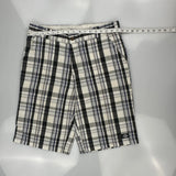 Dickies Checked Cargo Shorts - 30W 11L Black & White Cotton