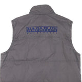 NAPAPIJRI Mens Grey Cotton Blend Quilted Vest L Zip Casual Outdoor Jacket