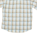 LACOSTE Mens Beige & Blue Check Shirt XL Casual Cotton Blend Short Sleeve