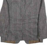 GARDINER Mens Grey Brown Striped Wool Blazer Jacket L Woven Tailored Button