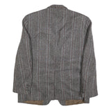 GARDINER Mens Grey Brown Striped Wool Blazer Jacket L Woven Tailored Button