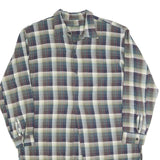 Womens Blue Green Cream Plaid Shirt Dress Cotton Blend Long Sleeve XL Casual