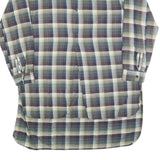 Womens Blue Green Cream Plaid Shirt Dress Cotton Blend Long Sleeve XL Casual