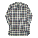 Womens Blue Green Cream Plaid Shirt Dress Cotton Blend Long Sleeve XL Casual