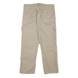 WRANGLER Mens Relaxed Beige Cargo Trousers W34 L29 Cotton Blend Zip Closure