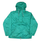 EDDIE BAUER Mens Green Nylon Windbreaker L Jacket Plain Zip Hooded Casual