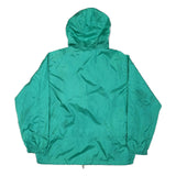 EDDIE BAUER Mens Green Nylon Windbreaker L Jacket Plain Zip Hooded Casual