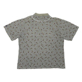 COLUMBIA Mens Green & White Patterned Short Sleeve Polo XL Cotton Blend Casual