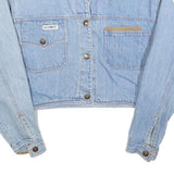 ELE PANTS Womens Blue Cotton Button Jacket S Denim Patchwork Casual Retro