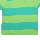 PUMA Mens Green & Turquoise Striped T-Shirt L Short Sleeve V-Neck Cotton Blend