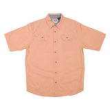 WRANGLER Mens Peach Plain Shirt M Short Sleeve Button Cotton Blend Casual