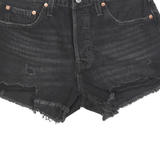 LEVI'S Womens Shorts Black Denim Cut-Off S W28 Distressed Frayed Hem