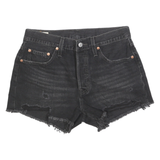 LEVI'S Womens Shorts Black Denim Cut-Off S W28 Distressed Frayed Hem