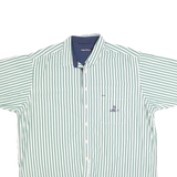 NAUTICA Mens Green & White Striped Shirt XL Cotton Casual Short Sleeve