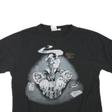 Mens Black Graphic T-Shirt XL Short Sleeve Crew Neck Cotton Blend Casual Wear